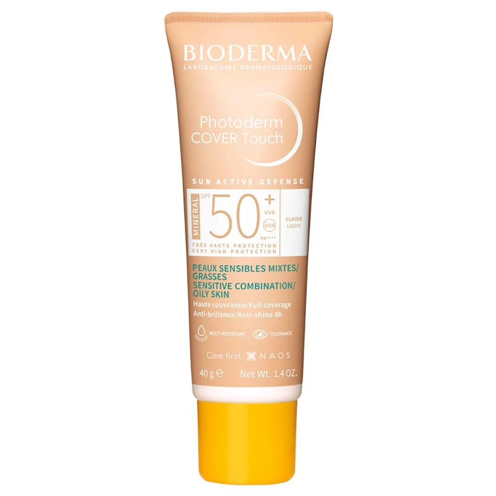 Protetor Solar Facial Bioderma Photoderm Cover Touch Mineral FPS 50+ Claro