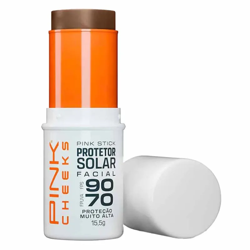 Protetor Solar Facial Com Cor Pink Stick FPS90 60km